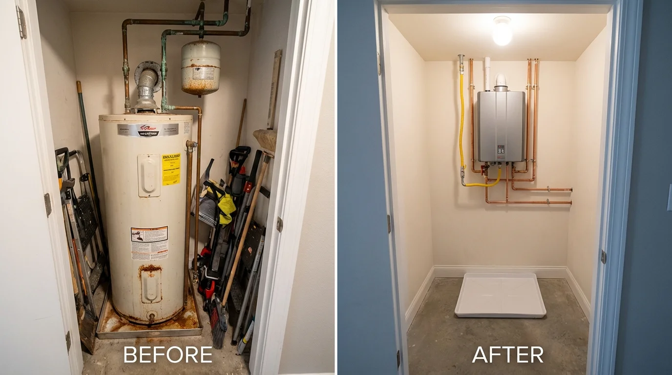 Tank water heater versus wall-mounted tankless unit comparison for Osceola, MO homeowners